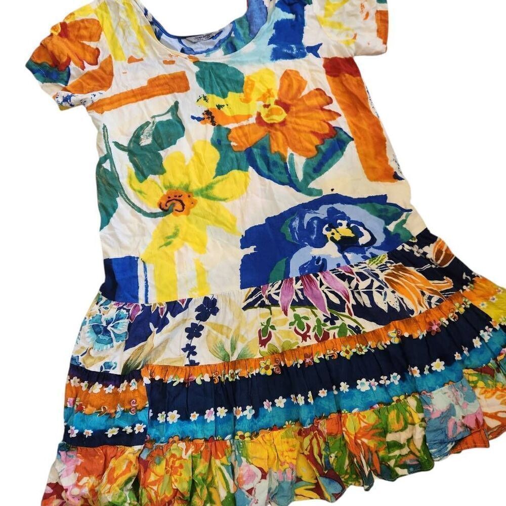 Jams World Dress Womens Medium Mini Vintage Hattie Floral Multicolor Retro Tiere
